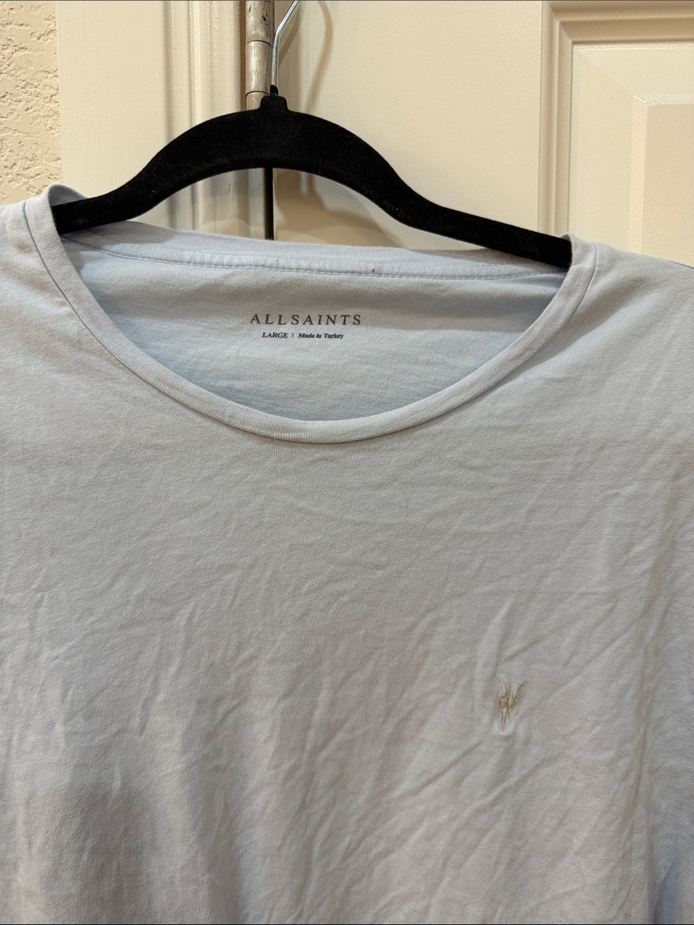 AllSaints Men’s Pale Blue Crew Neck Tee